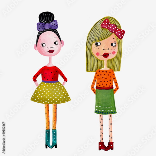 Lacobel Girls.Handmade illustration