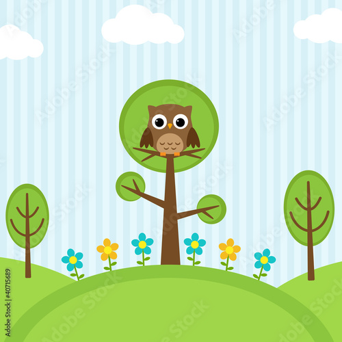 Lacobel owl on trees