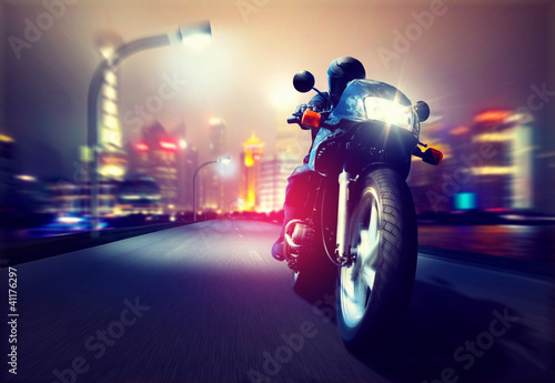 Lacobel Motorbike in front of a Skyline
