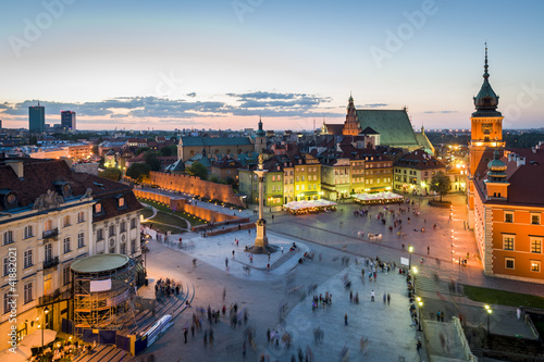 Fototapeta Panorama of Warsaw with Old Town at night