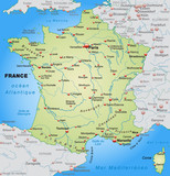Map of France with neighboring countries