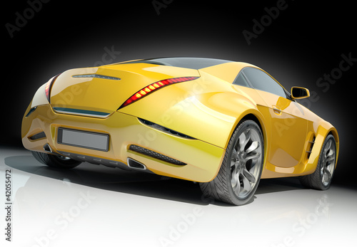 Lacobel Yellow sports car. Non-branded car design.