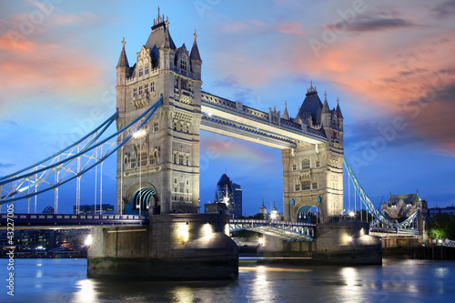 Fototapeta Tower Bridge in the evening, London, UK