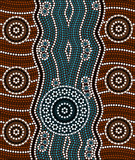 A illustration based on aboriginal style of dot painting depicti