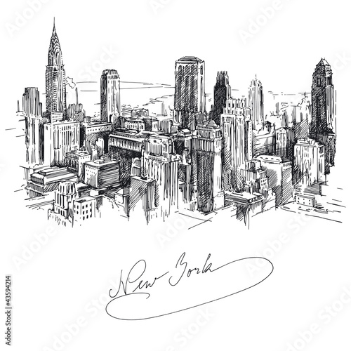 Fototapeta new york - hand drawn metropolis
