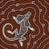 A illustration based on aboriginal style of dot painting depicti