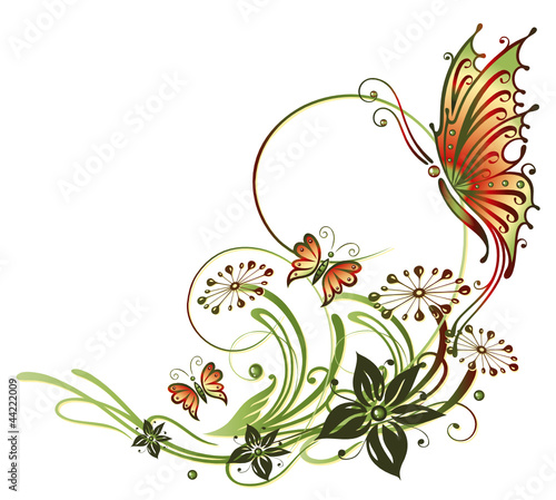 tendril-flora-kwiat-kwiat-motyl-zielony-czerwony