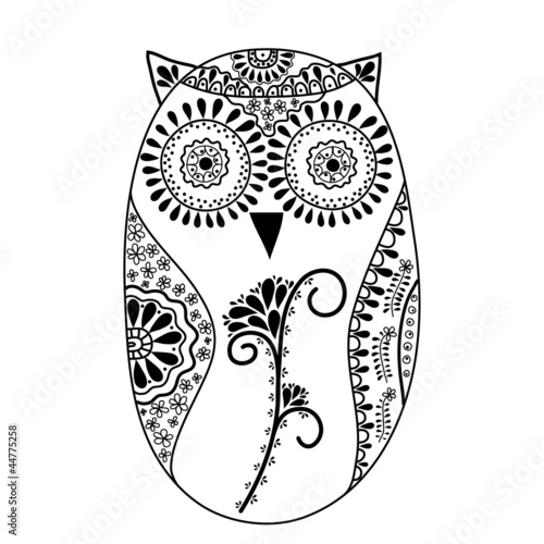 Fototapeta Abstract floral owl, vector