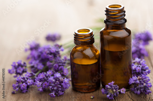 Lacobel essential oil and lavender flowers