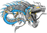Robot Cyborg Dragon Vector Illustration art