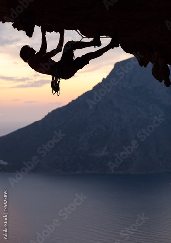 Lacobel Silhouette of a rock climber at sunset. Kalymnos Island, Greece.