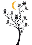 owls sitting on tree  vector