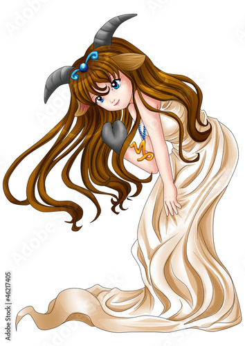 Manga style illustration of zodiac symbol, Capricorn