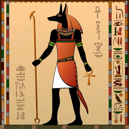 Lacobel Ancient Egypt. Anubis - the jackal-headed deity.