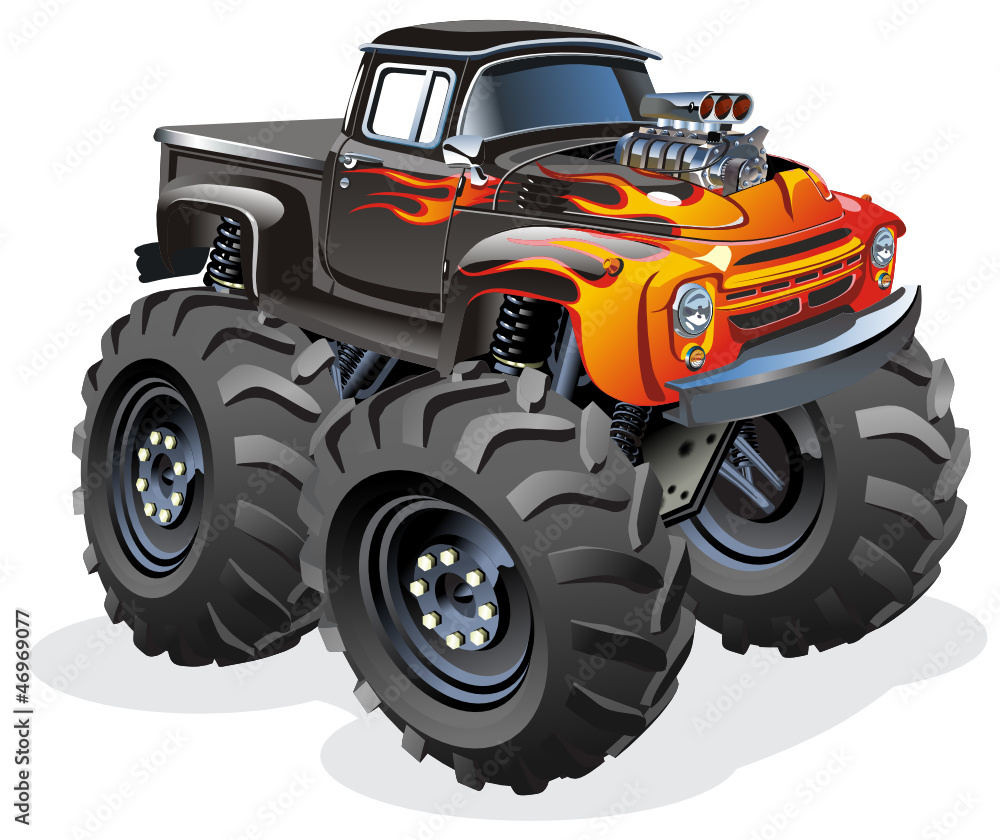 Fotobehang Vector Cartoon Monster Truck  Foto4art