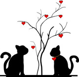 silhouette of a cat in the tree of love