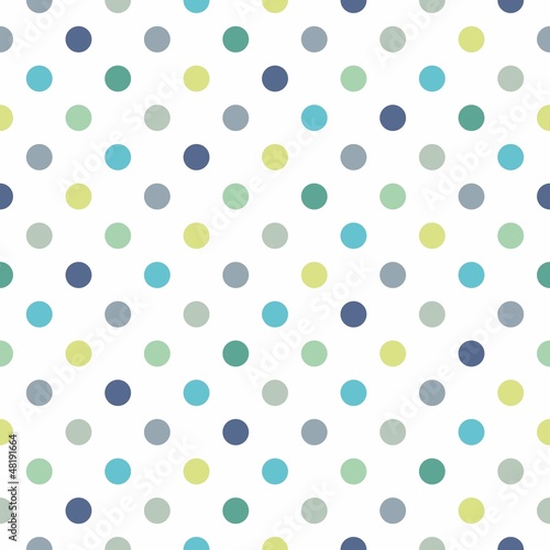 Fototapeta Colorful polka dots vector white seamless background pattern