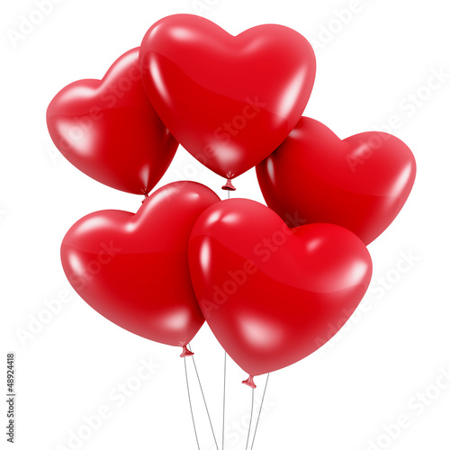 Fototapeta Group of red heart shaped balloons