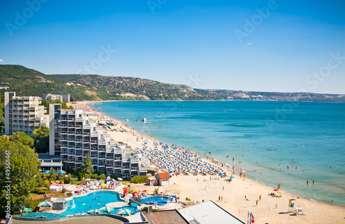 Panoramic view of Golden Sands beach in Bulgaria.
