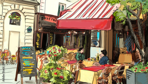  Street in paris - illustration