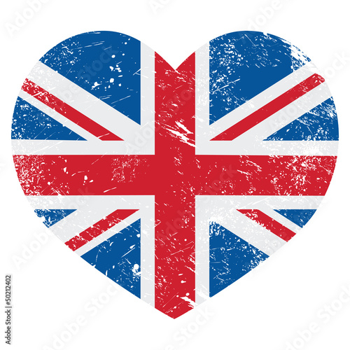Fototapeta UK Great Britain retro heart flag - vector