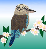 Illu. on aboriginal style of dot paint. kookaburra