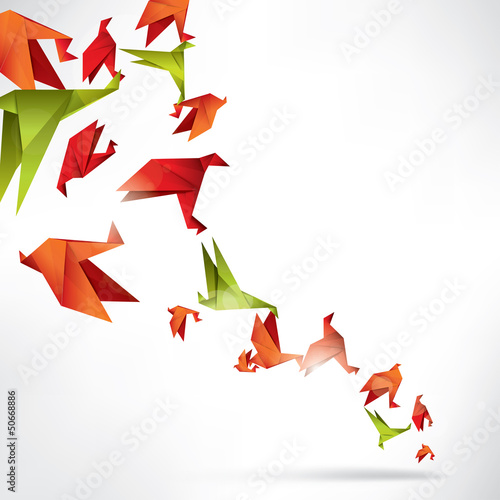 Lacobel Origami paper bird on abstract background
