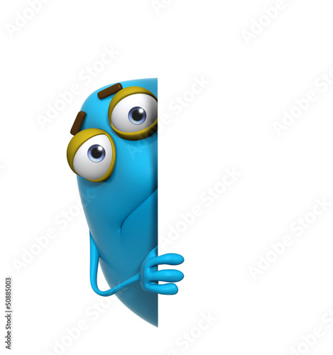 3d cartoon cute blue monster
