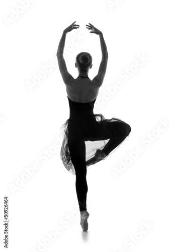  Black and white trace of young beautiful ballet dancer