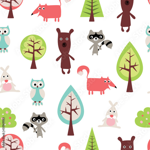 Lacobel Cute animals seamless pattern