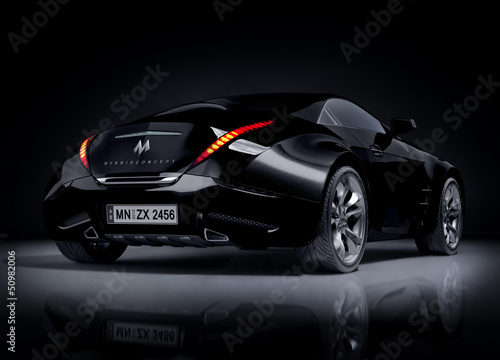 Fototapeta Black sports car. Non-branded car design.