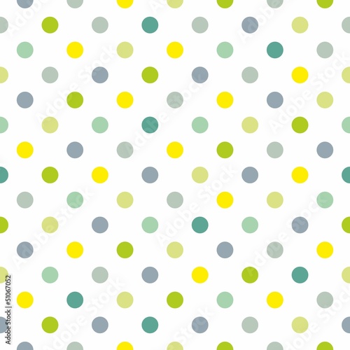  Seamless vector spring pattern blue polka dots white background