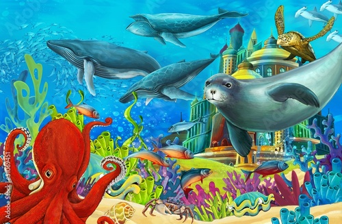 Fototapeta The underwater castle - princess series