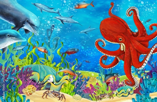 Fototapeta The coral reef - illustration for the children