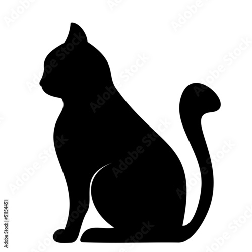 Lacobel Black silhouette of cat. Vector illustration.