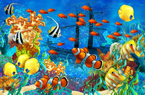 Fototapeta The coral reef - illustration for the children