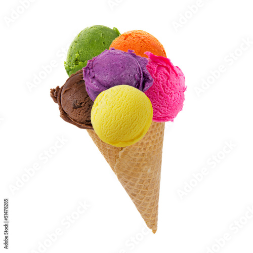 Fototapeta Ice cream scoops on cone