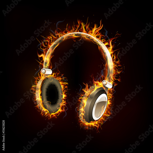 Fototapeta Headphone on Fire