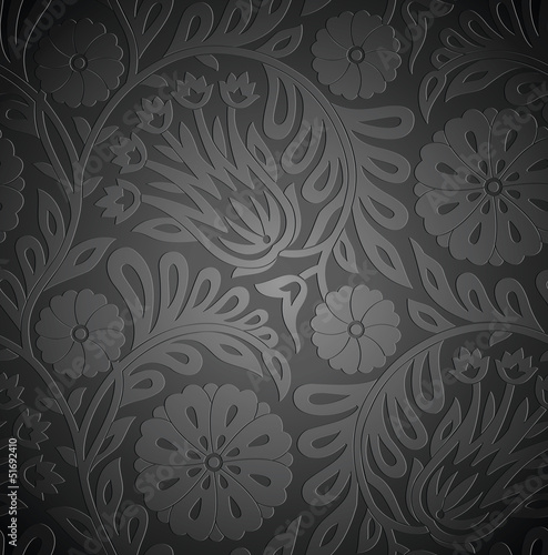 Fototapeta Seamless floral wallpaper with emboss effect