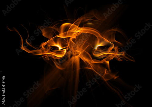  Fire flames on black background