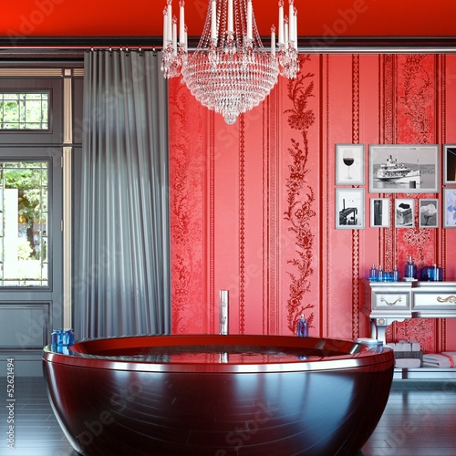 Lacobel Red & Black Classic Bathroom