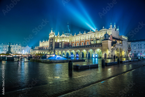 Fototapeta Poland, Krakow. Market Square at night.