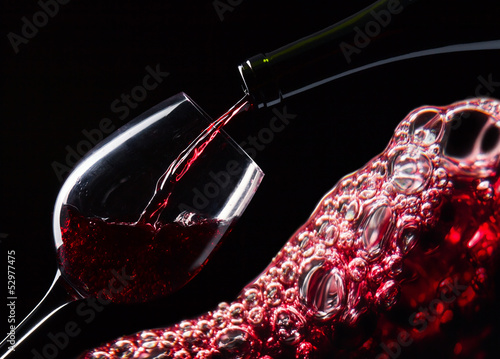  bottle and glass with red wine