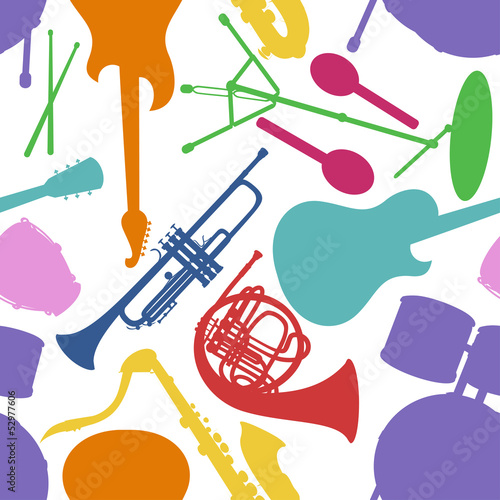 Fototapeta Seamless pattern of musical instruments