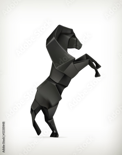 Fototapeta Black paper horse, origami