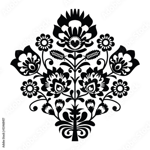 Fototapeta Traditional polish folk pattern in black and white