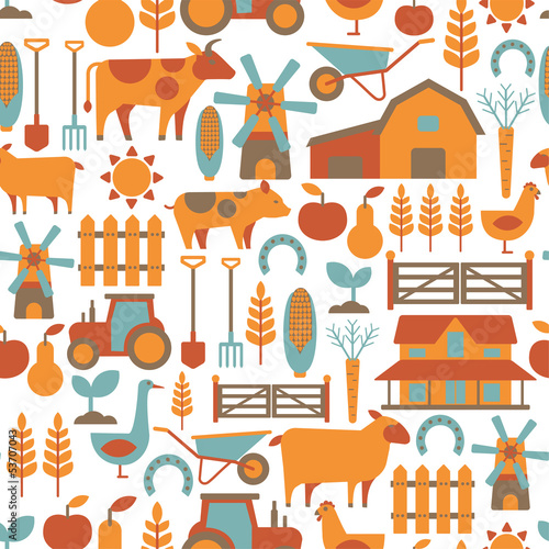 Fototapeta seamless pattern with farm related items