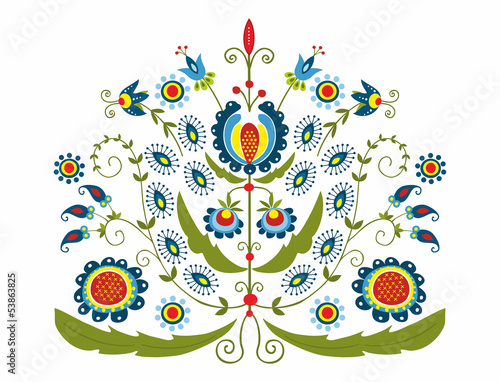 Fototapeta Polski wzór z dekoracyjnymi kwiatami