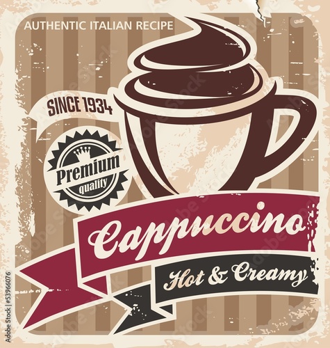 Fototapeta Vintage cappuccino poster