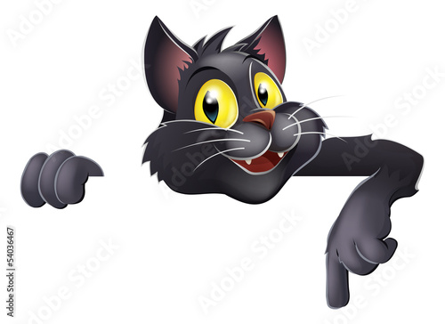 Fototapeta Halloween black cat cartoon